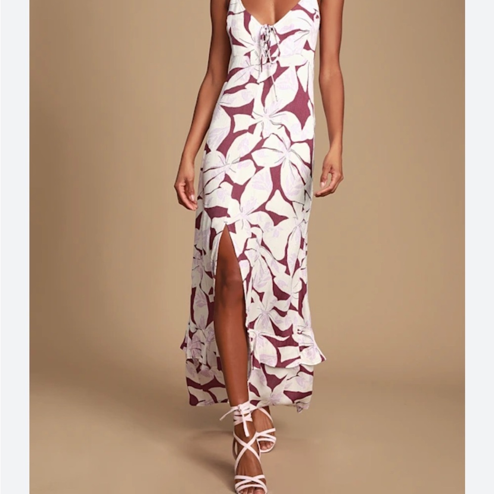 O'Neill Purple and White Floral Maxi Dress